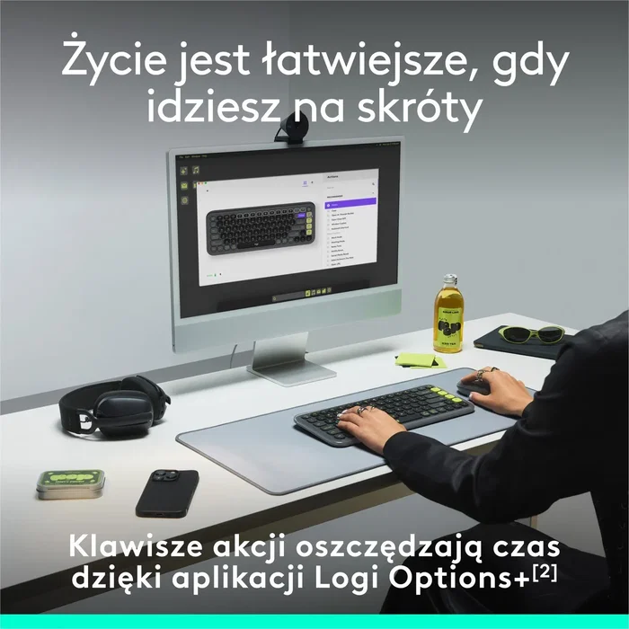 Logitech POP ICON Keys Teclado Inalámbrico Plano Grafito Layout Polaco