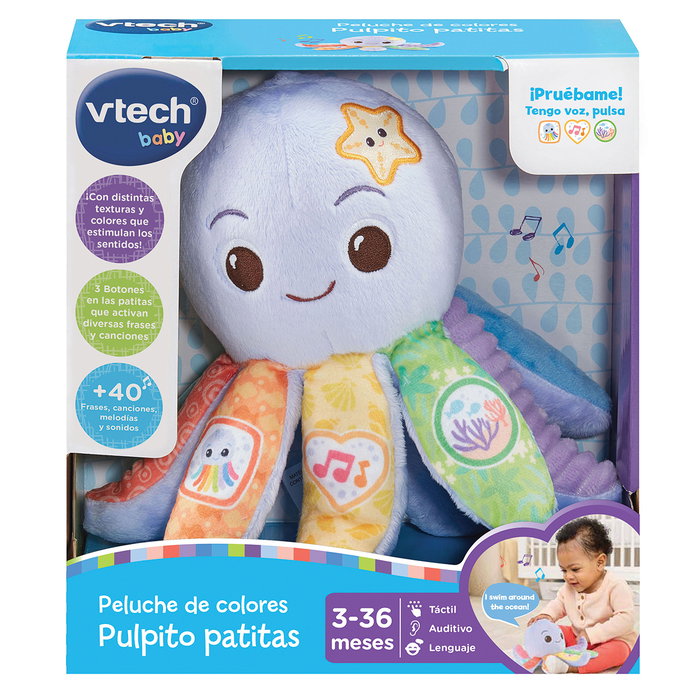 V-Tech Peluche Pulpito Patitas 80-577922, Peluche Interactivo de Colores con Texturas y Luces y Sonidos, +3 Meses V-Tech Peluche Pulpito Patitas 80-577922, Peluche Interactivo de Colores con Texturas y Luces y Sonidos, +3 Meses
