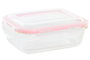DKD Home Decor Recipiente de Cristal y PP 640ml Transparente/Rojo