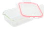 DKD Home Decor Recipiente de Cristal y PP 640ml Transparente/Rojo