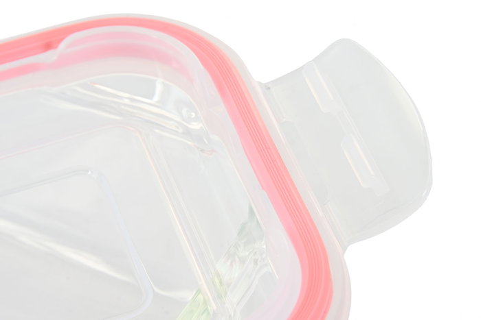 DKD Home Decor Recipiente de Cristal y PP 640ml Transparente/Rojo