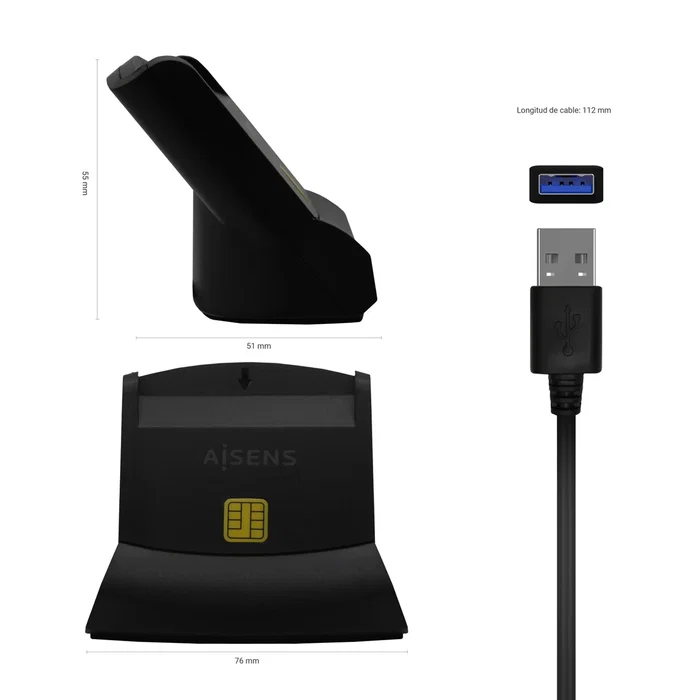 Aisens ASCR-SN05-BK Lector de Tarjeta Inteligente DNI Negro Aisens ASCR-SN05-BK Lector de Tarjeta Inteligente DNI Negro