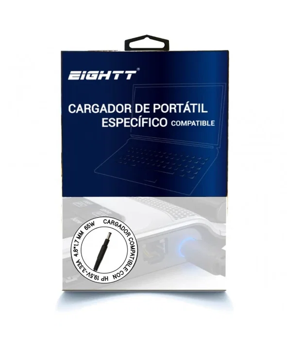 Eightt Cargador para Portátil HP 65W 19.5V 4.8mm x 1.7mm EHP65 Eightt Cargador para Portátil HP 65W 19.5V 4.8mm x 1.7mm EHP65
