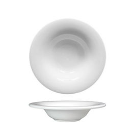 SUMMA SIRA Plato Hondo de Porcelana Blanca, 23 cm de Diámetro, Apto Lavavajillas y Microondas (Set de 6)