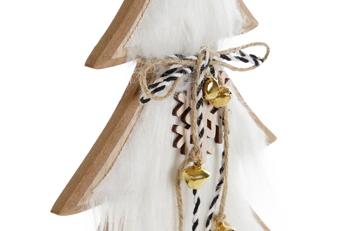 DKD Home Decor Figura de Árbol de Madera Natural y Blanco 22x6x37 cm