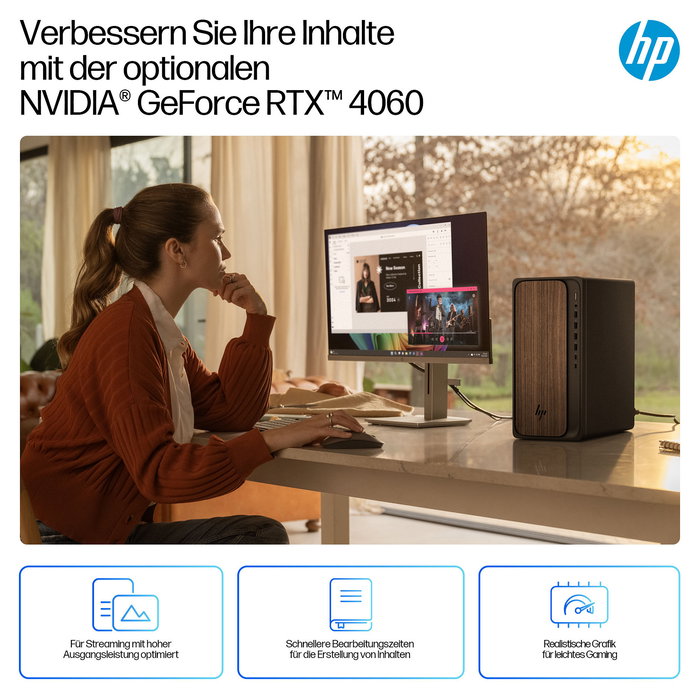 HP OmniDesk AI M03-0057ng Ordenador de Sobremesa All-in-One CPU AMD Ryzen 5 225 16 GB RAM 512 GB SSD Windows 11 Home Color Dark Wood
