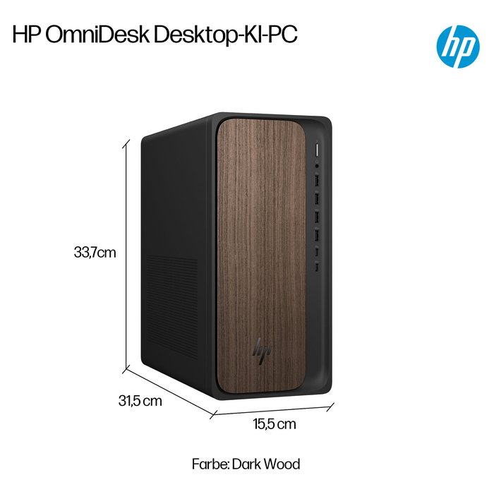 HP OmniDesk AI M03-0057ng Ordenador de Sobremesa All-in-One CPU AMD Ryzen 5 225 16 GB RAM 512 GB SSD Windows 11 Home Color Dark Wood