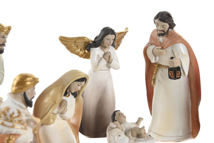 DKD Home Decor Nacimiento Navidad Tradicional Resina Multicolor Set de 11 5 x 10.5 x 5 cm