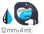 Q-connect Cinta Compatible para Rotuladora DYMO, 12 mm x 4 m, Negro-Ultra Azul, Consumible para Máquina LetraTag