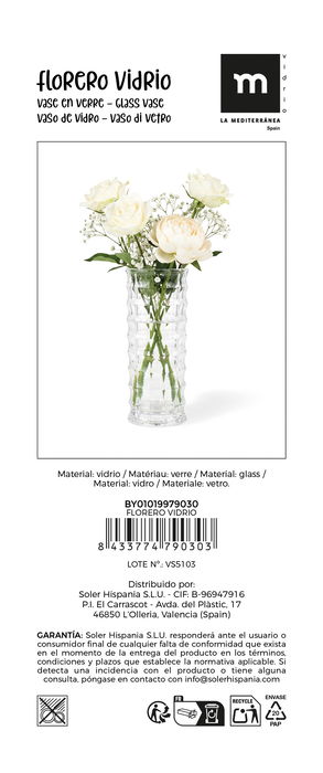 Inde Florero de Vidrio La Mediterranea - 9.1 cm de Ancho x 20.4 cm de Alto x 9.1 cm de Largo (24 Unidades) Inde Florero de Vidrio La Mediterranea - 9.1 cm de Ancho x 20.4 cm de Alto x 9.1 cm de Largo (24 Unidades)