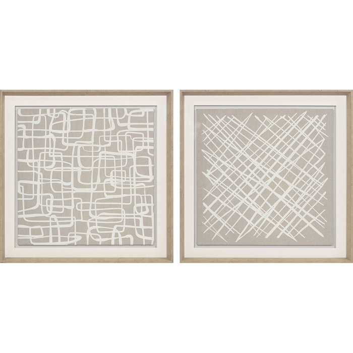 DKD Home Decor Set de 2 Cuadros de Cristal Abstractos 80x80 cm, Beige y Blanco DKD Home Decor Set de 2 Cuadros de Cristal Abstractos 80x80 cm, Beige y Blanco