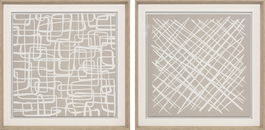 DKD Home Decor Cuadro Abstracto Beige Blanco 80 x 80 x 5 cm (2 Unidades)