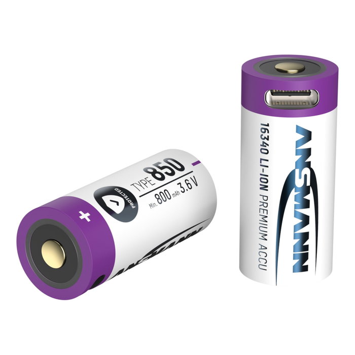 Ansmann 16340 Li-Ion 850mAh 3,6V Micro USB Input Ansmann 16340 Li-Ion 850mAh 3,6V Micro USB Input