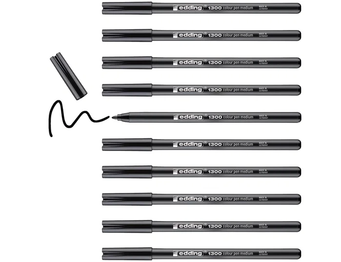Edding Rotulador 1300 Negro Punta Redonda 2 mm (Set de 10)