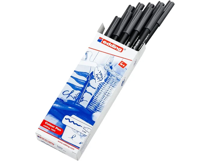 Edding Rotulador 1300 Negro Punta Redonda 2 mm (Set de 10)