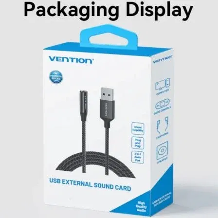 Vention CVEBC Conversor Audio Jack 3.5 Hembra a USB Macho 1m Gris