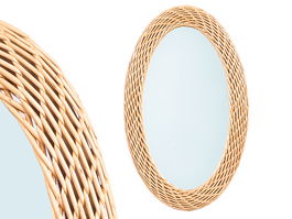 Giftdecor Espejo Ovalado Borde Rattan Pequeño 50 x 31 x 2.8 cm Natural (Set de 8)