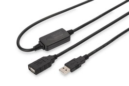 Digitus Cable Extensor Repetidor USB 2.0 Activo 10m A/M a A/F Negro