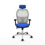 PIQUERAS Y CRESPO Silla de oficina Jorquera con mecanismo Sincro/Traslack, Azul y Blanco