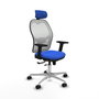 PIQUERAS Y CRESPO Silla de oficina Jorquera con mecanismo Sincro/Traslack, Azul y Blanco