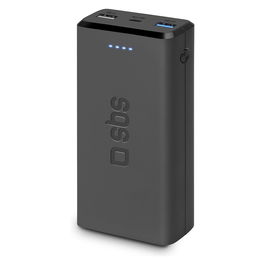 SBS Powerbank 20000 mAh TTBB20000FASTK Batería Externa Recargable, Carga Rápida 2.1A, 2 Puertos USB, Negro