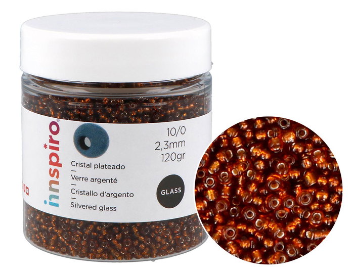Innspiro Rocalla de Vidrio Redonda Plateado Bronce 2,3mm 120g Bote Innspiro Rocalla de Vidrio Redonda Plateado Bronce 2,3mm 120g Bote
