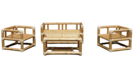 DKD Home Decor Set de Sofá 4 Piezas de Bambú y Ratán Natural