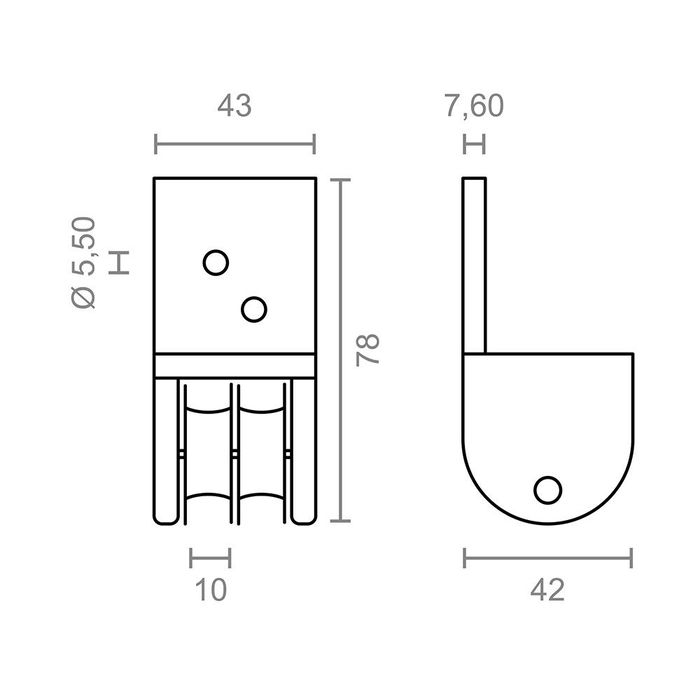 Micel tld19 92579 Polea frontal para pérgola, para dos cuerdas de 8mm, nylon, blanco 43x42x78mm