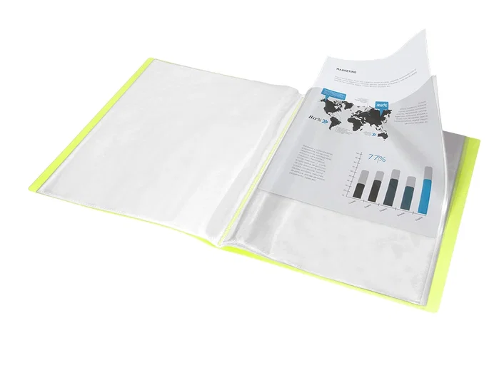 Liderpapel Carpeta con 20 fundas DIN A4 Amarillo fluor opaco