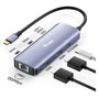 EQUIP Adaptador USB-C a 2xHDMI, RJ45, 2xUSB-A y USB-C 3.2 Gris Oscuro