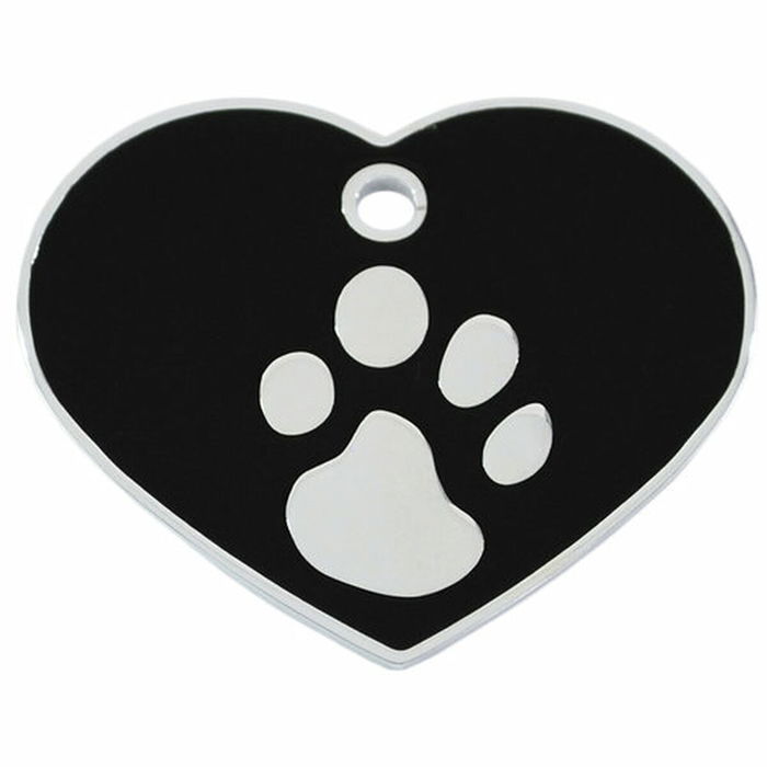 Placa identificativa para collar Imarc Heart Negro Plateado