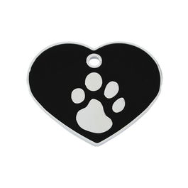 Placa identificativa para collar Imarc Heart Negro Plateado