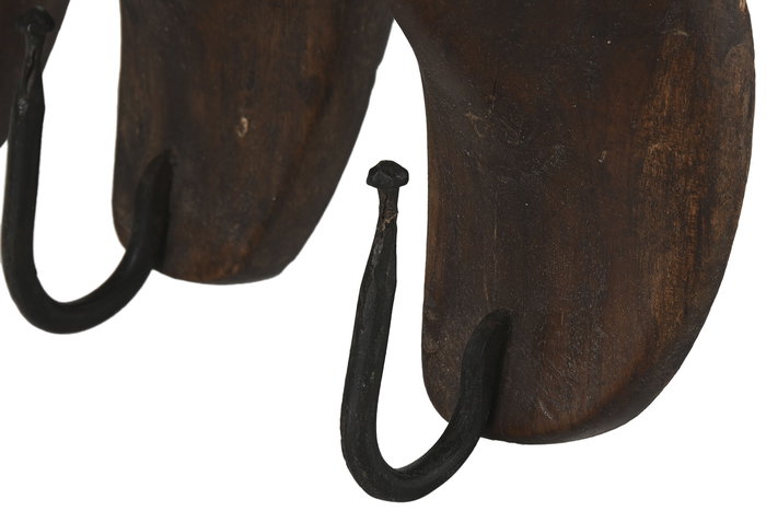 DKD Home Decor Perchero Pared Item Home Marron Oscuro Madera 12 x 54 x 28 cm (2 Unidades)