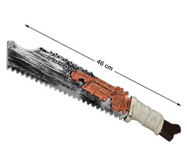Machete Corto 46 cm con Sierra y Detalles Mecánicos: Accesorio Temático y de Disfraz