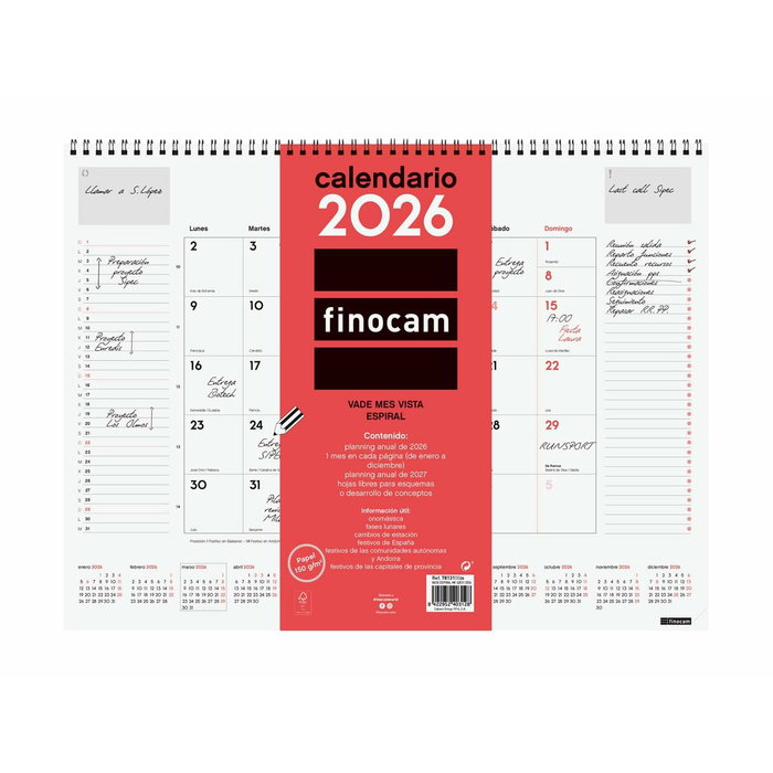 FINOCAM Calendario Vade Espiral 2026 420X310