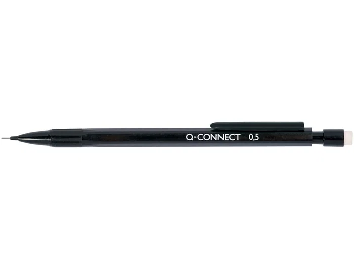 Q-connect Portaminas 0,5 mm, Cuerpo y Clip Negro, Incluye 3 Minas