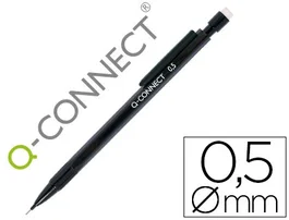 Q-connect Portaminas 0,5 mm, Cuerpo y Clip Negro, Incluye 3 Minas