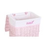 DKD Home Decor Set de 5 Cestas de Ropa de Mimbre y Poliéster Rosa