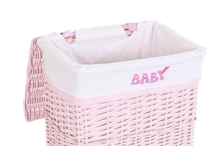 DKD Home Decor Cesta Ropa Baby Rosa Mimbre Poliester 34 x 56 x 44 cm Set de 5