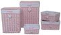 DKD Home Decor Cesta Ropa Baby Rosa Mimbre Poliester 34 x 56 x 44 cm Set de 5