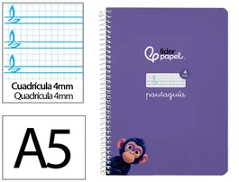 Liderpapel Cuaderno Espiral A5 Tapa Dura 80 Hojas Cuadro Pautado 4mm Color Lila