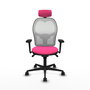 PIQUERAS Y CRESPO Silla de oficina Jorquera con mecanismo Sincro, Rosa y Blanco