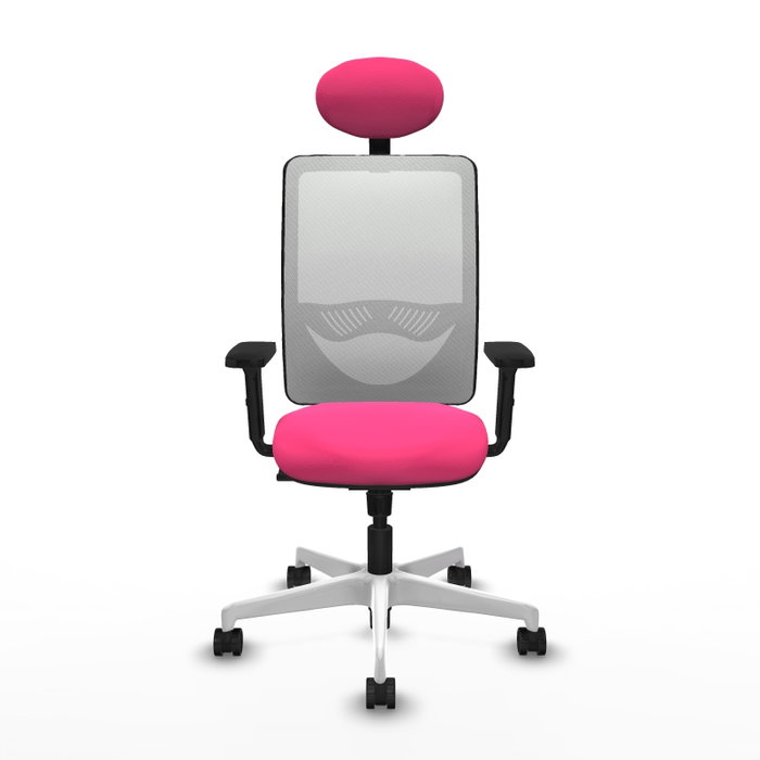 PIQUERAS Y CRESPO Silla de oficina Zulema con mecanismo Sincro, Rosa y Blanco