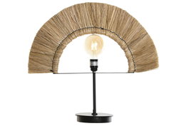 DKD Home Decor Lámpara Sobremesa Colonial Yute Hierro Natural Negro 17 x 52 x 57 cm