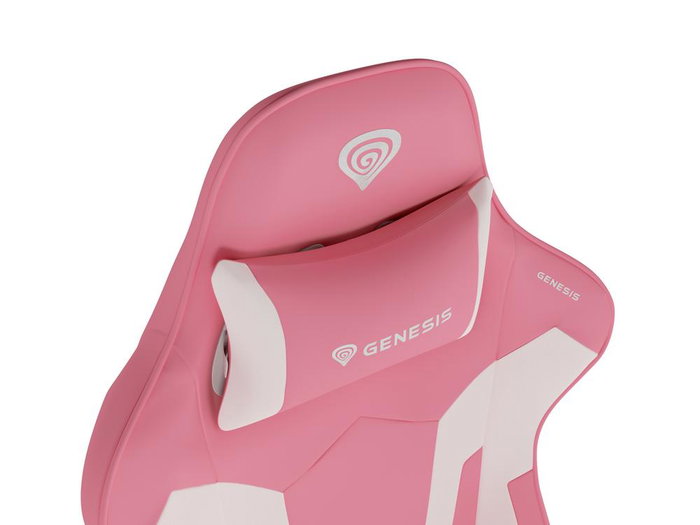 Genesis Nitro 710 Silla Gaming Ergonómica de Cuero Ecológico, Blanco, Rosa