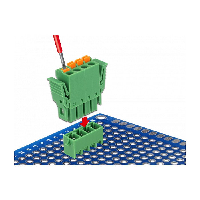 DeLOCK Terminal Block Set 65970, 4 Pines 3.81 mm para Placa de Circuito, Vertical, 24-12 AWG, -40 a 105 grados C