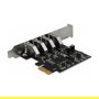 DeLOCK 90304 Tarjeta PCI Express USB 3.2 Gen 1 (5 Gbps) x1 con 4 Puertos Tipo A Externos, Perfil Bajo, FL1100, Compatible con Windows, Mac, Linux