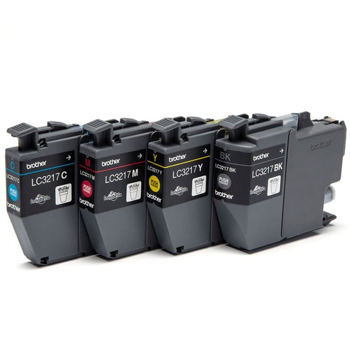 Brother Pack de 4 cartuchos de tinta LC3217VAL (Negro, Cian, Magenta, Amarillo) de alta calidad