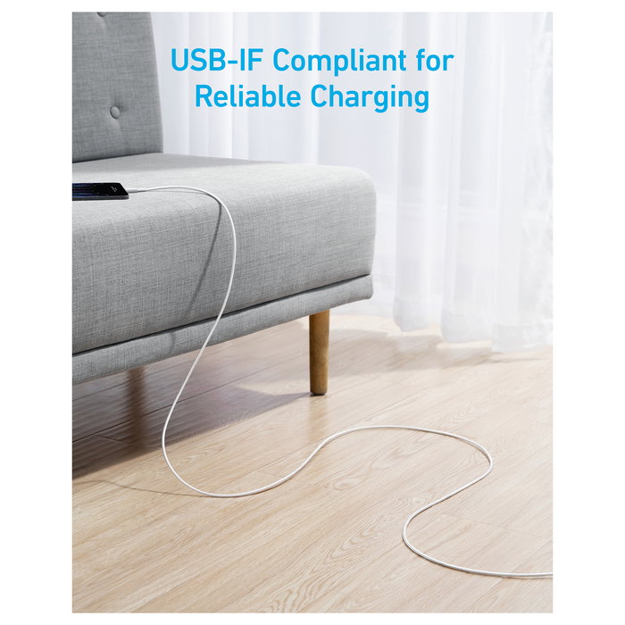 Anker 322 Cable USB-A a USB-C 1.8 m Blanco, 480 Mbit/s, Carga Rápida de 45 W, Plug and Play