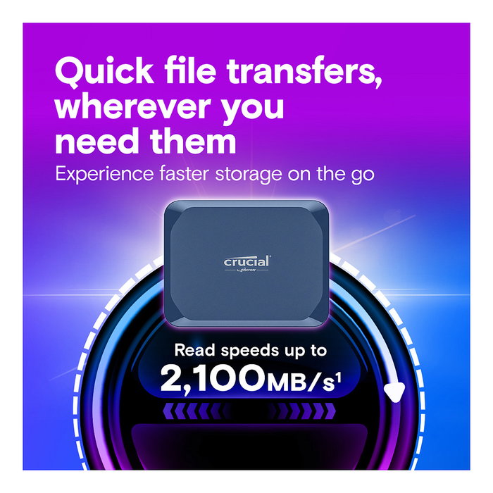 Crucial X10 SSD Portable 1TB USB 3.2 Gen 2x2 Tipo C Azul, 2100 MB/s, IP65, Resistente al Agua y Polvo Crucial X10 SSD Portable 1TB USB 3.2 Gen 2x2 Tipo C Azul, 2100 MB/s, IP65, Resistente al Agua y Polvo